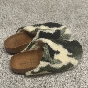 Nicole Miller Fuzzy Camo Slippers